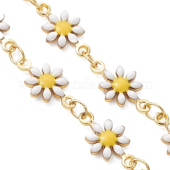 Creazione di braccialetti con maglie a forma di margherita in ottone smaltato&nbsp;AJEW-JB01438-01