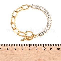 304 Edelstahl Pavé-Armbänder mit klaren Zirkonia-Gliedern&nbsp;BJEW-D460-10G