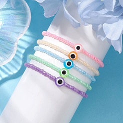 Ensemble de bracelets extensibles en résine et graines de verre&nbsp;BJEW-JB10477