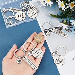 8 Stück Schlüsselanhänger mit Schriftzug aus Edelstahl 304 in 8 Stilen&nbsp;KEYC-PH0001-57