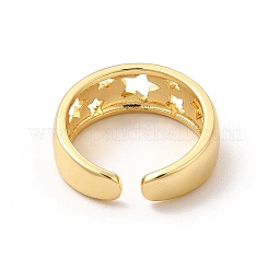 Gestellplattierte Messing-Hohlstern-Manschettenringe für Damen&nbsp;RJEW-C050-14G