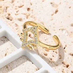 Manschettenfingerringe aus Messing mit Mikropflaster und klarem Zirkonia für Damen&nbsp;RJEW-U033-06G