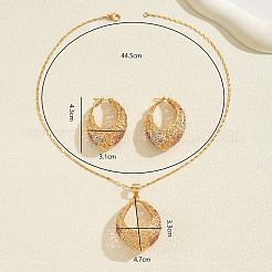 Elegante europäische-eisen micro pave zirkonia hohl oval ohrringe & halsketten sets für frauen&nbsp;EX4624-2