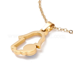 Collar con colgante de mano de Hamsa/mano de Miriam con ojo malvado de acero inoxidable 304 con baño de iones (IP) y esmalte para mujer.&nbsp;NJEW-P262-25G