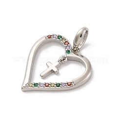Pendentifs avec zircon cubiques à micro-pavés en laiton&nbsp;KK-U033-10P-02