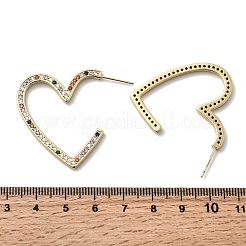 Micro en laiton de coeur pavent zircone cubique boucles d'oreille&nbsp;EJEW-F395-01B