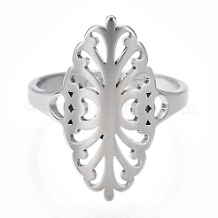 Anello regolabile ovale cavo in acciaio inossidabile 304 anti-ossidazione&nbsp;RJEW-T027-02P