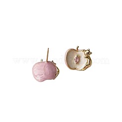 Pendientes de botón de latón con circonita cúbica individual engastada para mujer.&nbsp;WGF0550-01