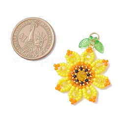 Sonnenblume mit Blattanhängern aus Glasperlen&nbsp;PALLOY-MZ00856