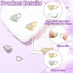 4 pz. 2 colori ottone micro pavé zirconia cubica trasparente fermagli a scatola&nbsp;KK-CJ0005-90