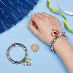 2 Stück Set aus mehrsträngigen Armbändern mit dehnbaren Eisenketten&nbsp;BJEW-BC0001-26