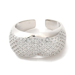 Anelli polsini aperti in ottone con micro pavé di zirconi cubici&nbsp;RJEW-P098-11P