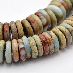 Flache Runde / Scheibe synthetische Aqua Terra Jaspis Perlen Stränge&nbsp;G-N0160-01-3x10