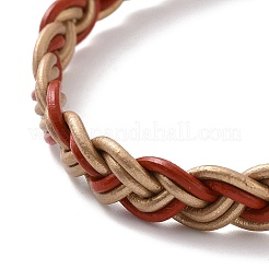 Geflochtene Kordelarmbänder in Seilform aus Rindsleder mit Messingverschluss für Damen&nbsp;BJEW-JB09110