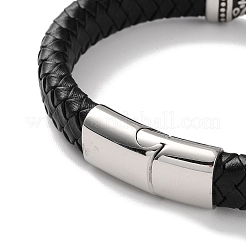 Geflochtene Armbänder aus schwarzem PU-Leder für Herren&nbsp;BJEW-K243-38AS