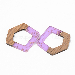 Pendentifs en résine transparente et bois de noyer&nbsp;RESI-S389-004A-B01