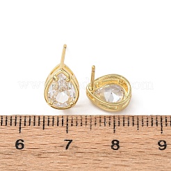 Messing Micro Pave klare Zirkonia Ohrstecker&nbsp;EJEW-C174-02G-G