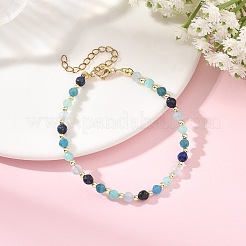 Set aus runden Perlenketten und Armbändern aus natürlichem weißen Jade&nbsp;SJEW-JS01382