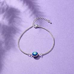 Bracciale a maglie in smalto con malocchio e catene rolo in acciaio inossidabile 304 per donna&nbsp;BJEW-JB08156