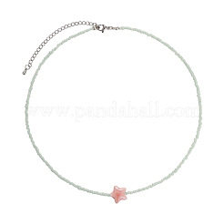 Collar de cuentas de vidrio con colgante de estrella de resina de playa de verano para niñas&nbsp;WGE1B85-03