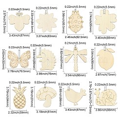 60 stücke 12 arten blank holz große anhänger&nbsp;WOOD-CJ0002-26