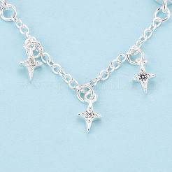 925 Sterling Silber Micro Pave klare Zirkonia Kettenverlängerungen&nbsp;STER-N016-54S