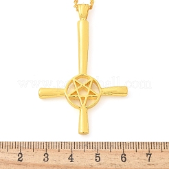 Christliche Halskette mit umgedrehtem Kreuz und Stern aus einer Legierung&nbsp;NJEW-NH0001-03G