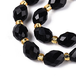 Natürliche schwarze Obsidian Perlen Stränge&nbsp;G-N342-35-8x6-01