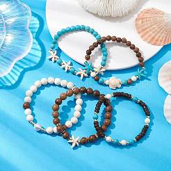 10 Uds. Conjuntos de pulseras elásticas con cuentas de madera&nbsp;BJEW-JB10719