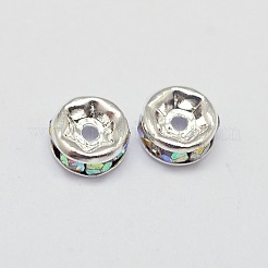 Plattierte Rondelle Messing Klasse Strass Abstandsperlen&nbsp;RB-D301-06S