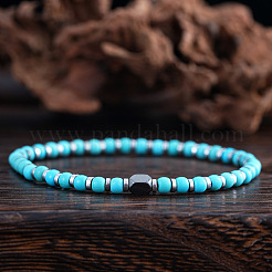 Bracelets extensibles en perles de turquoise naturelles pour hommes&nbsp;NU7993