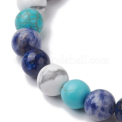 Bracelets extensibles en perles rondes de lapis-lazuli et howlite naturelles de 8.5 mm&nbsp;BJEW-JB10944-05
