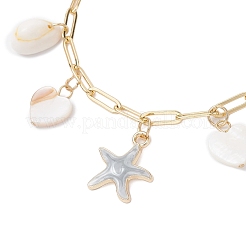 Pulseras con dijes de concha de agua dulce natural y esmalte de aleación&nbsp;BJEW-JB12214-02
