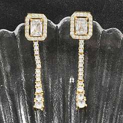 Pendientes de tuerca de circonio cúbico con micro pave de latón&nbsp;KK-CBA8324-14G