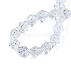 Trasparenti sfaccettate perle di vetro fili&nbsp;GLAA-TAC0010-01A-01