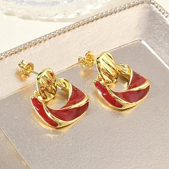 Boucles d'oreilles pendantes en laiton et émail pour femmes&nbsp;KK-CBA760A-12G
