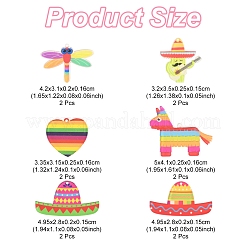 12 Stück 6 Stile Regenbogenfarben bedruckte Acryl-Anhänger-Sets&nbsp;OACR-FS0002-10