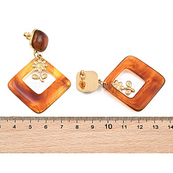 Pendientes colgantes de acero inoxidable 304 y resina para mujer&nbsp;SA-CBA717A-01G-05