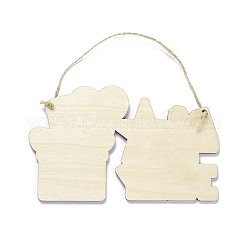 Panneau de densité ornement mural en bois pendentifs de plaque de porte&nbsp;HJEW-C004-13