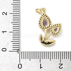 Pendentifs avec zircon cubiques à micro-pavés en laiton&nbsp;KK-K368-61G