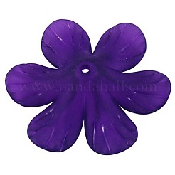 Perline di fiori acrilici grossi smerigliati trasparenti blu viola&nbsp;X-PAF154Y-1