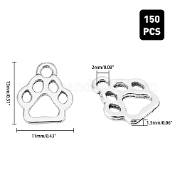 Empreintes de pattes de chien en alliage de style tibétain pendentifs à lunette arrière ouverte&nbsp;TIBEP-PH0005-18B-AS
