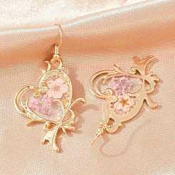 Ohrringe aus Legierung und getrockneten Blumen&nbsp;AL-Z001-01G-01