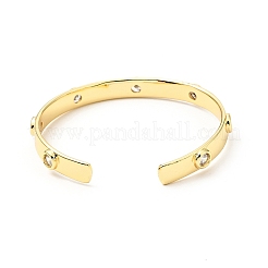 Flacher runder Armreif mit offener Manschette aus klarem Zirkonia&nbsp;BJEW-J165-07G