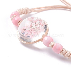 Bracelet à maillons de fleurs pressées à sec fait à la main pour fille femme&nbsp;BJEW-C004-01H