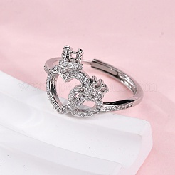 Bagues réglables en laiton avec micro pavé de zircones cubiques pour femmes&nbsp;RJEW-M099-02P