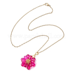Colliers pendentifs en perles de verre faites à la main avec des fleurs&nbsp;NJEW-MZ00096-04