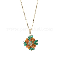 Collier avec pendentif trèfle en perles de verre et chaîne en acier inoxydable 304 pour femme&nbsp;NJEW-MZ00128-03