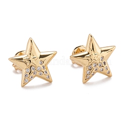 Orecchini a bottone in ottone con zirconi chiari e micro pavè&nbsp;EJEW-F264-07