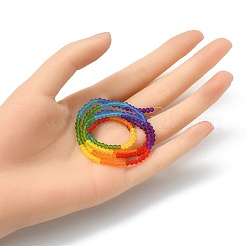 Regenbogenfarbe 7 Farben transparent gefrostete Glasperlenstränge&nbsp;FGLA-YW0001-01